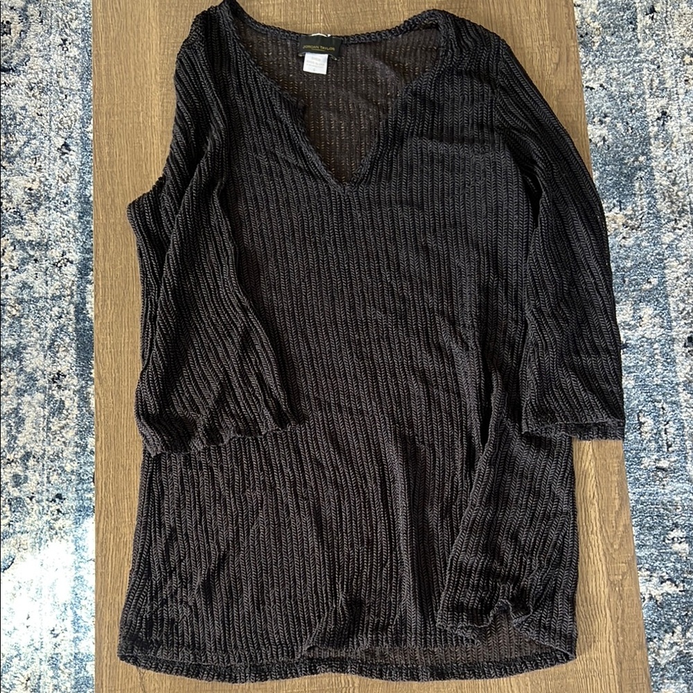 Black V-Neck Women's Top